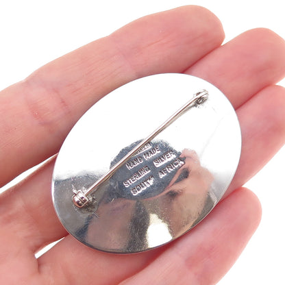 Bircher Haglund 925 Sterling Silver Vintage Real Agate Storyteller Pin Brooch