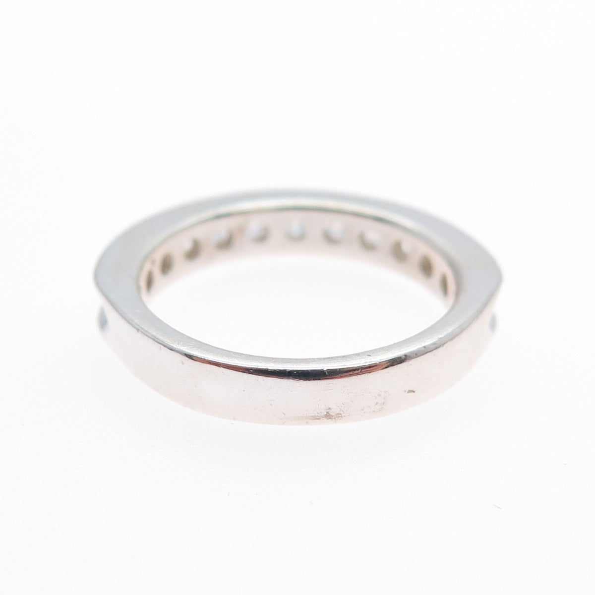 925 Sterling Silver Round-Cut C Z Half Eternity Band Ring Size 5