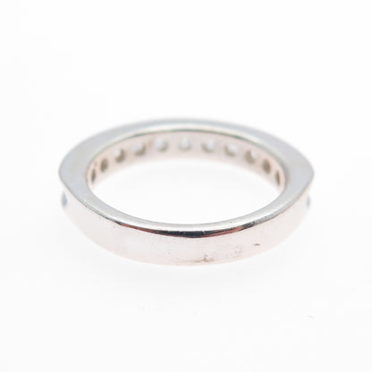 925 Sterling Silver Round-Cut C Z Half Eternity Band Ring Size 5