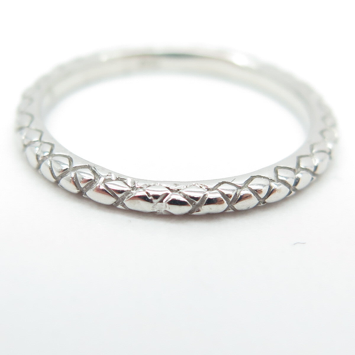 925 Sterling Silver Wicker Band Ring Size 7