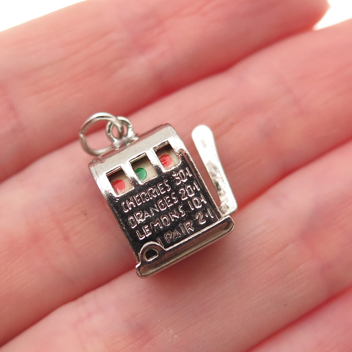 Crea Sterling Silver Antique Art Deco Slot Machine Casino 3D Mini Charm Pendant