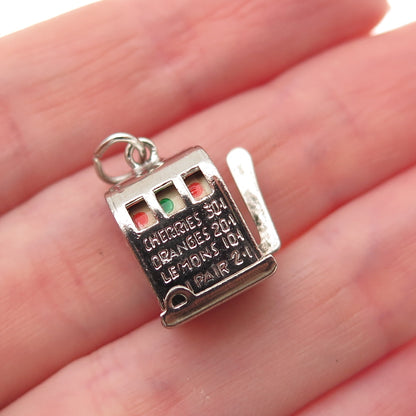 Crea Sterling Silver Antique Art Deco Slot Machine Casino 3D Mini Charm Pendant