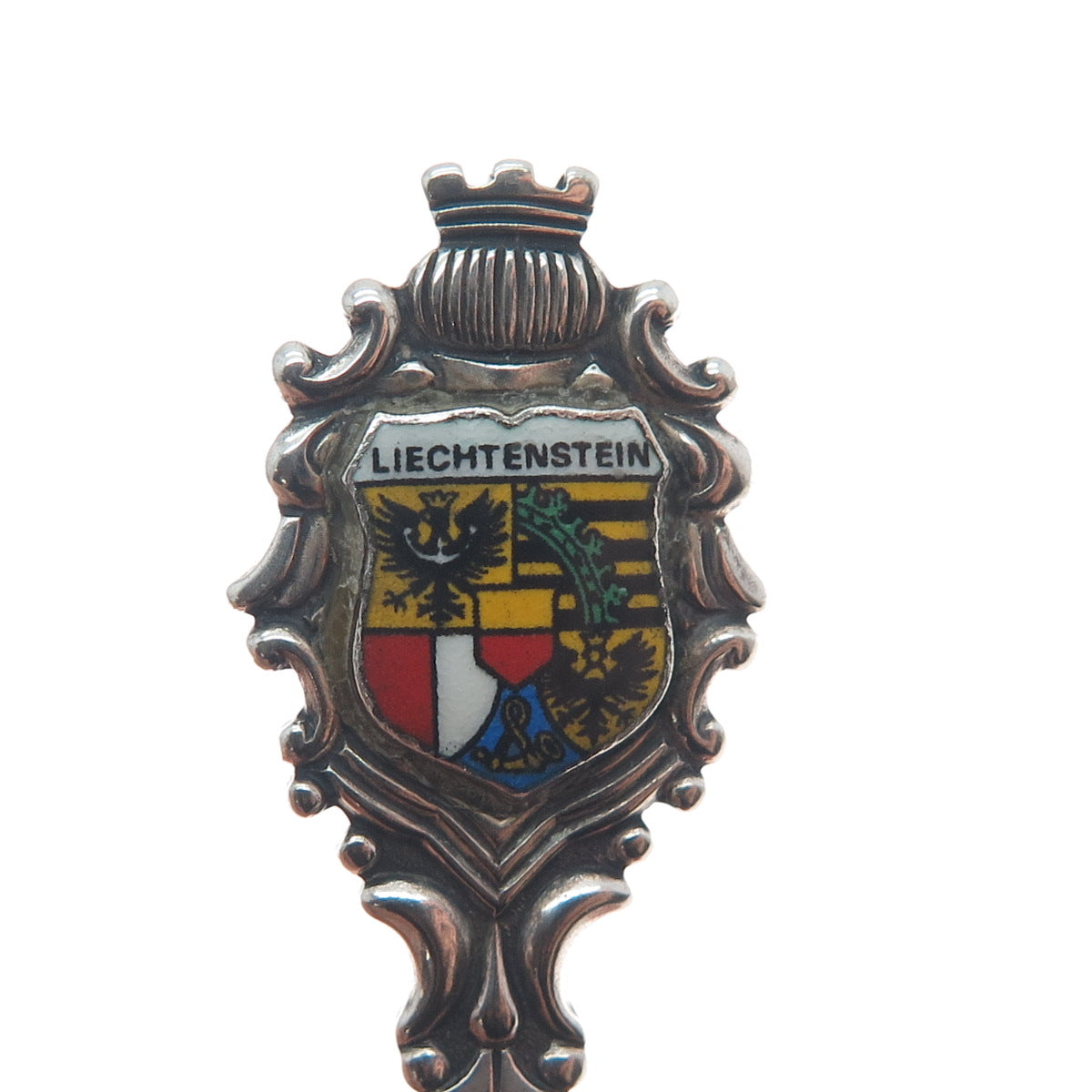 Silver Plated Vintage SF Germany Enamel Liechtenstein Coat of Arms Coffee Spoon