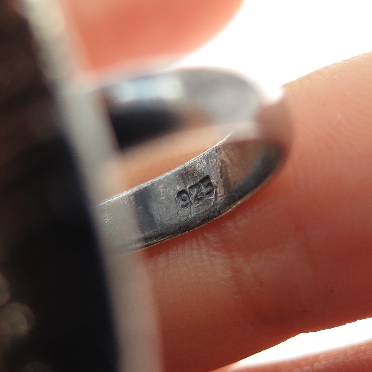 925 Sterling Silver Vintage Textured Oxidized Ring Size 5.5