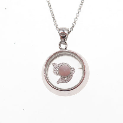 925 Sterling Silver Real Round-Cut Diamond Dolphin Cable Chain Necklace 18"