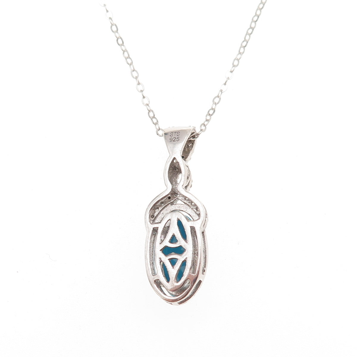 Chuck Clemency 925 Sterling Silver Real Turquoise & Topaz Chain Necklace 20"