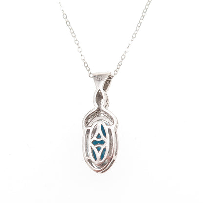 Chuck Clemency 925 Sterling Silver Real Turquoise & Topaz Chain Necklace 20"