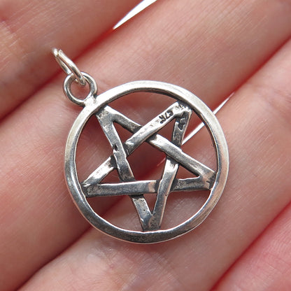 SUNWEST 925 Sterling Silver Vintage Pentagram Oxidized Charm Pendant