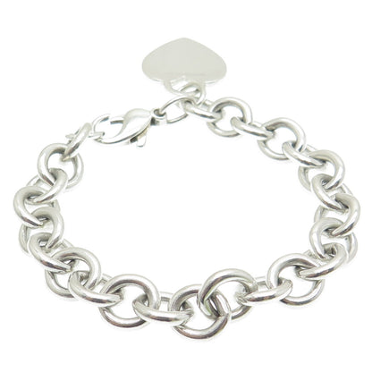 TIFFANY & CO. 925 Sterling Silver Vintage Heart Tag Rolo Bracelet 6.75"