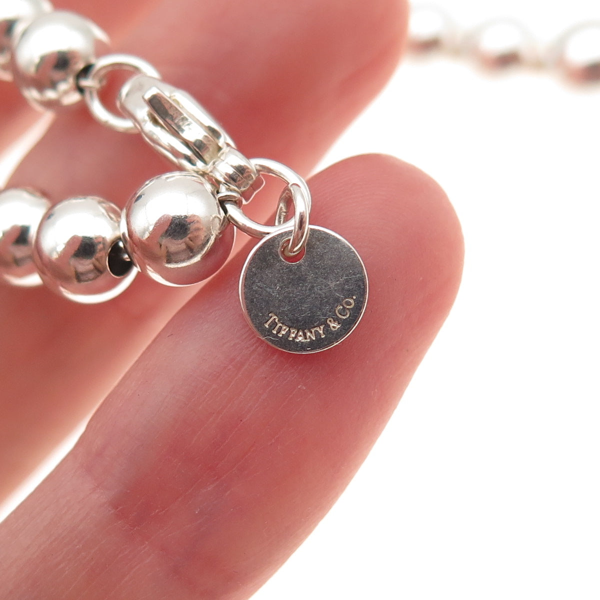 Tiffany & Co. 925 Sterling Silver Vintage HardWear Graduated Beaded Necklace 16"