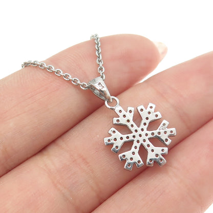 925 Sterling Silver Round-Cut C Z Snowflake Cable Chain Necklace 16"