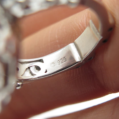 925 Sterling Silver Real Multi-Color Sapphire Cluster Ring Size 5.25