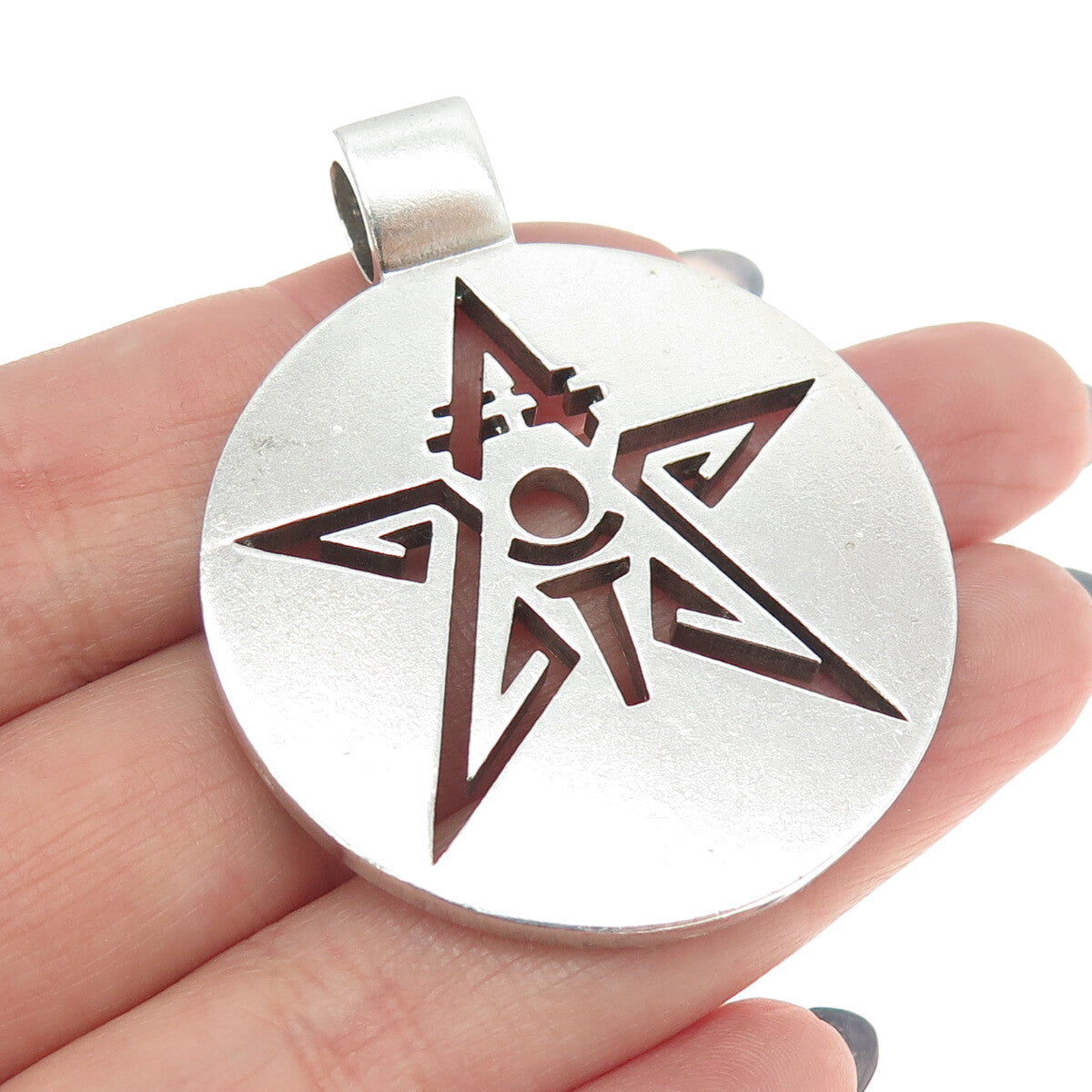 925 Sterling Silver Vintage Spiritual Pentagram Slide Pendant