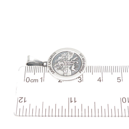 925 Sterling Silver Vintage Italy Saint Lazarus Religious Oxidized Charm Pendant