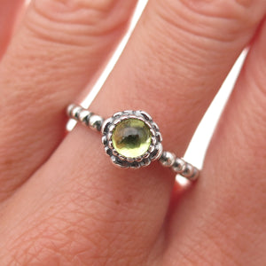 Pandora 925 Sterling Silver Real Peridot August Birthday Blooms Ring Size 7.75