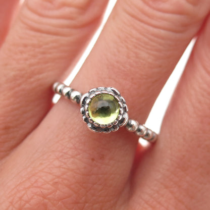 Pandora 925 Sterling Silver Real Peridot August Birthday Blooms Ring Size 7.75