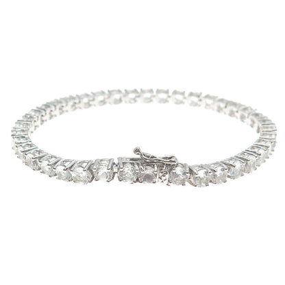 925 Sterling Silver Round-Cut Shaped C Z Tennis Link Bracelet 6.75"