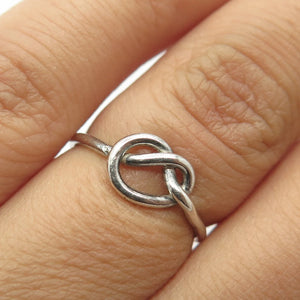925 Sterling Silver Vintage Heart Knot Ring Size 5