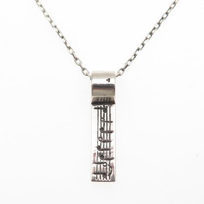 925 Sterling Silver Vintage Ireland Music Instrument Bar Chain Necklace 18"