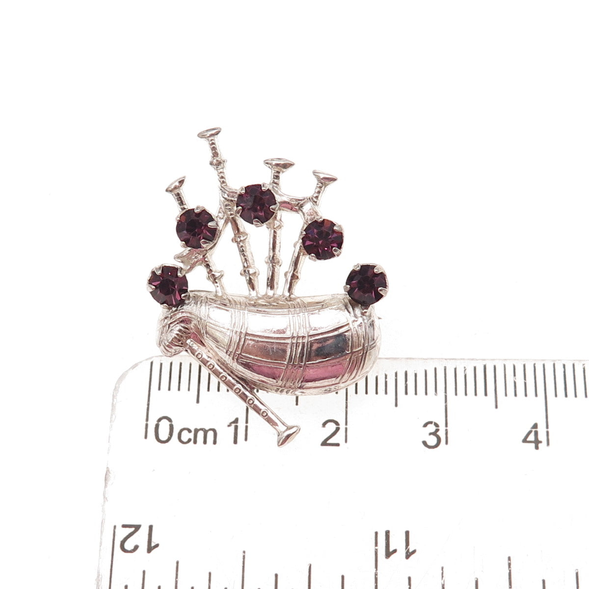 Ward Brothers 925 Sterling Silver Antique Rhinestone Scottish Bagpipes Brooch
