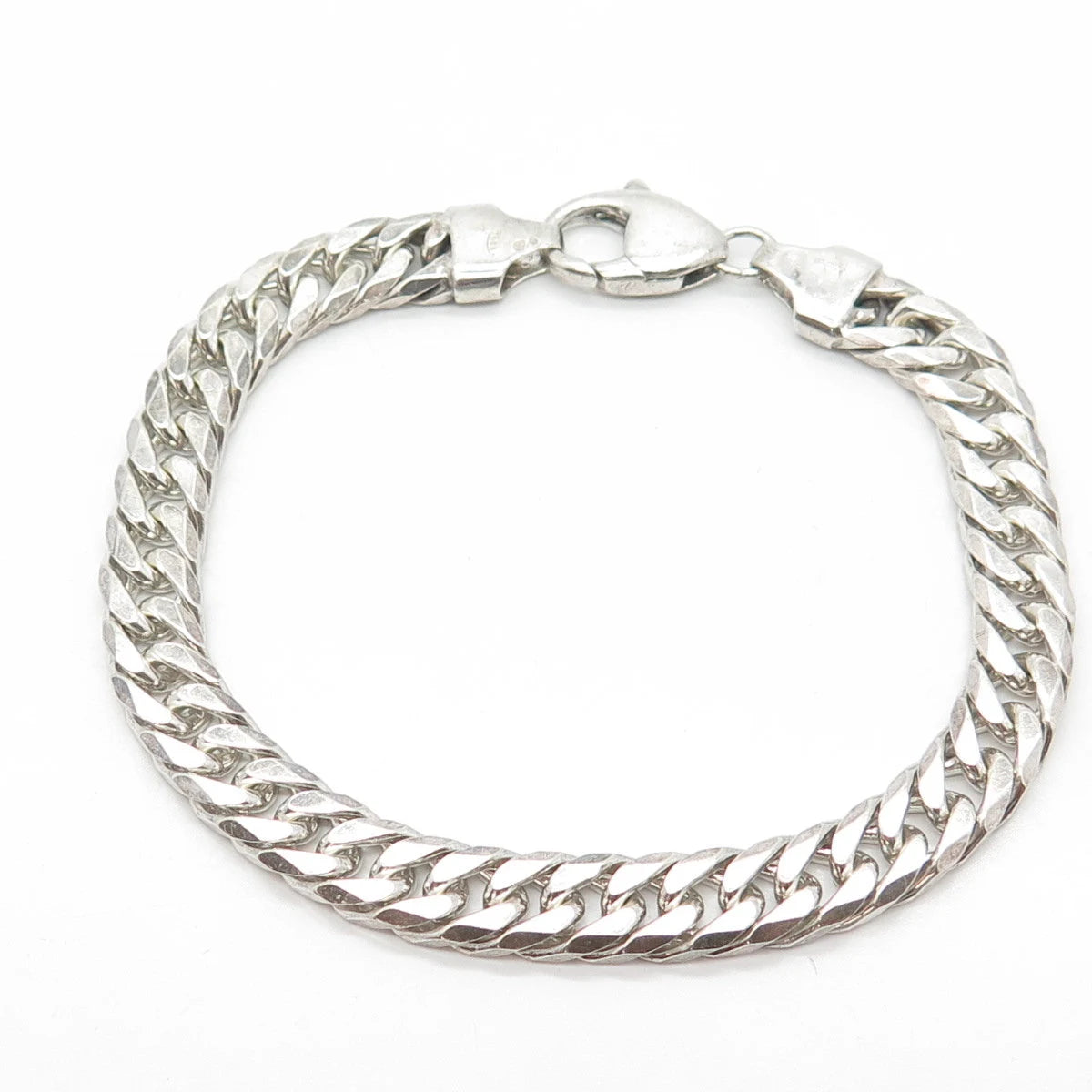 925 Sterling Silver Vintage Sweden Cuban Link Bracelet 8"