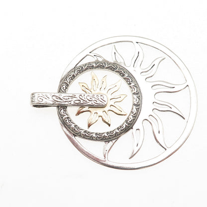 PRODESSO 925 Sterling Silver 14K Gold Vintage Israel Modernist Sun Pendant