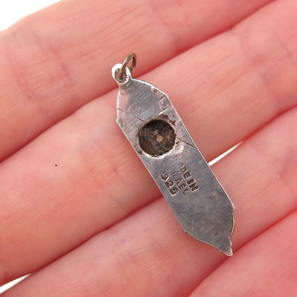 925 Sterling Silver Vintage Israel Mezuzah Judaica Oxidized Charm Pendant