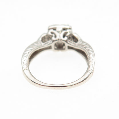 925 Sterling Silver 14K Rose Gold Real Diamond Engagement Ring Size 3.75