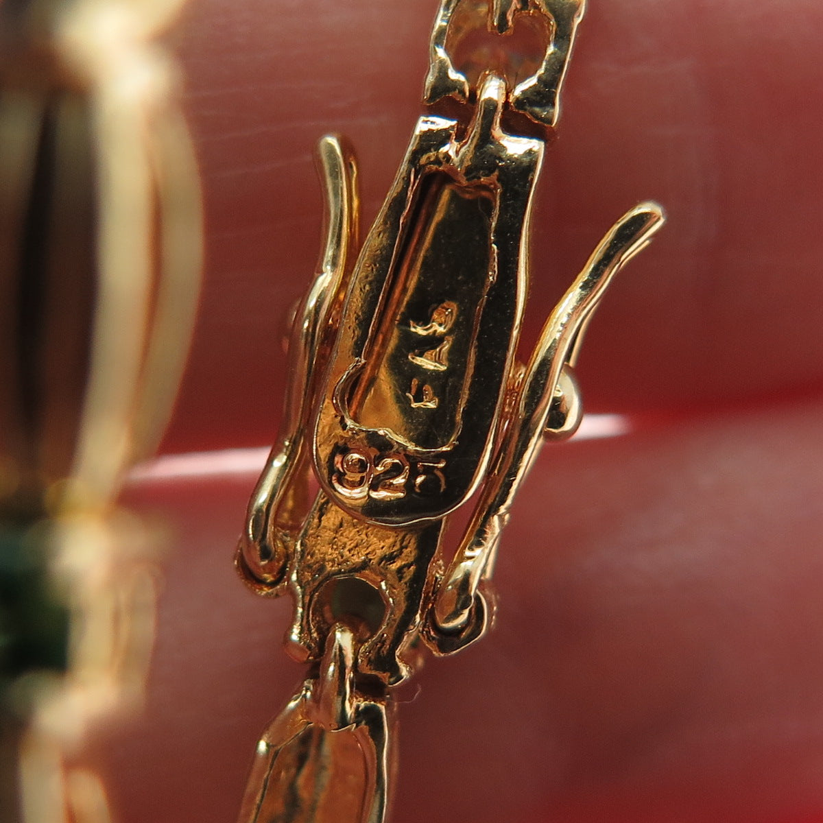 925 Sterling Silver Gold Plated Round-Cut Green & White C Z Bracelet 6.75"