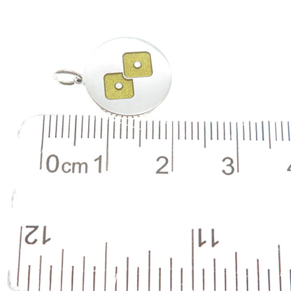 925 Sterling Silver Yellow Enamel Number 2 Lucky Dice Minimalist Charm Pendant