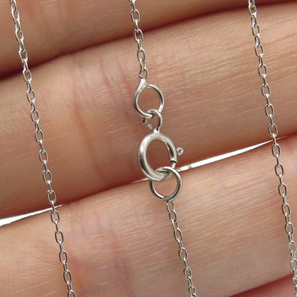 925 Sterling Silver Real Round-Cut Diamond & Black Onyx Chain Necklace 20"