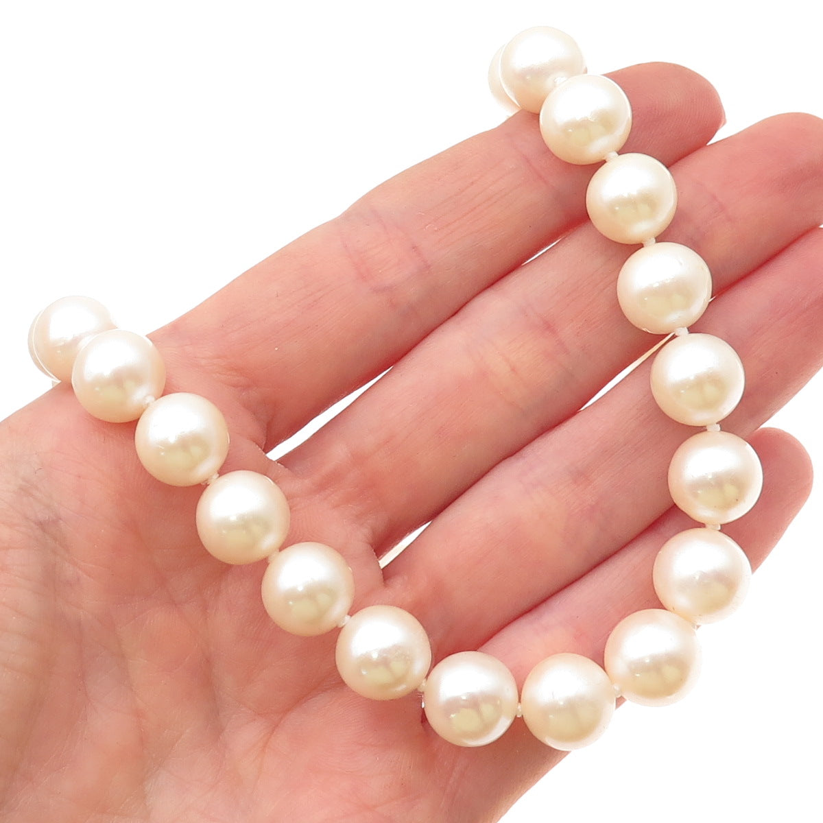 925 Sterling Silver Vintage Real Pearl Beaded Necklace 18"