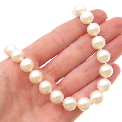 925 Sterling Silver Vintage Real Pearl Beaded Necklace 18"