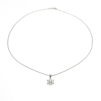 925 Sterling Silver Round-Cut C Z Flower Cable Chain Necklace 16"