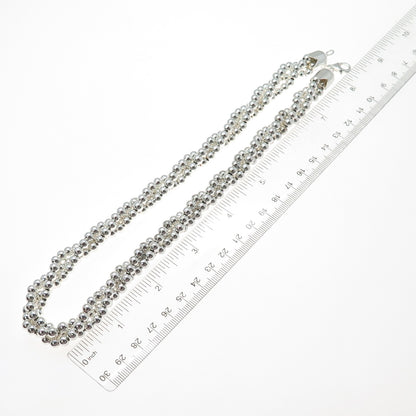 925 Sterling Silver Vintage Italy Ball Beaded 3-Strand Chain Necklace 16"