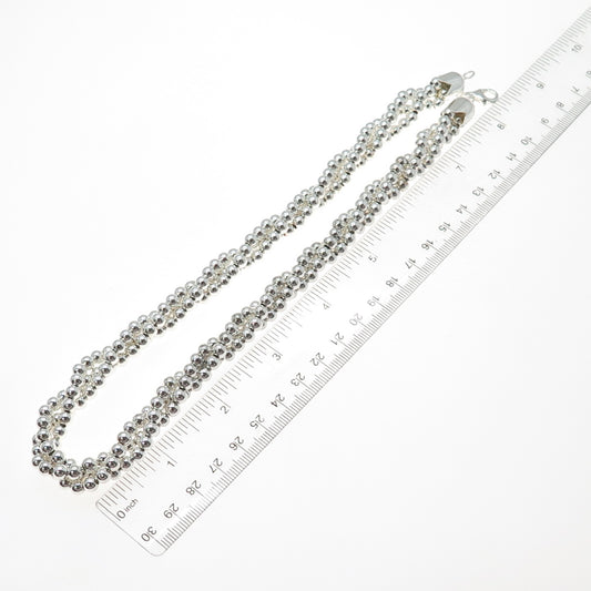 925 Sterling Silver Vintage Italy Ball Beaded 3-Strand Chain Necklace 16"