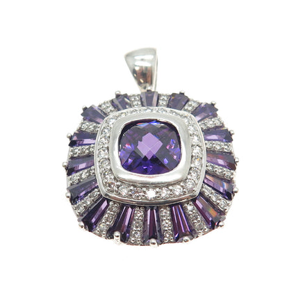 925 Sterling Silver White & Lavender C Z Pendant