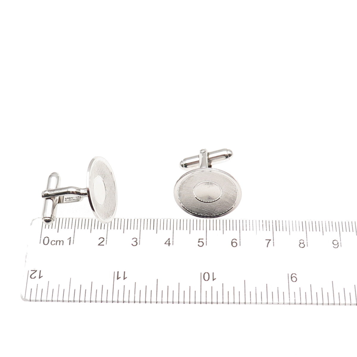 Anson 925 Sterling Silver Vintage Round Disc Cufflinks