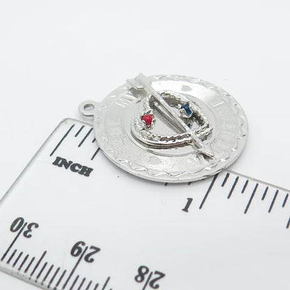 925 Sterling Silver Vintage Elco Glass "Be My Valentine" Heart & Arrow Pendant