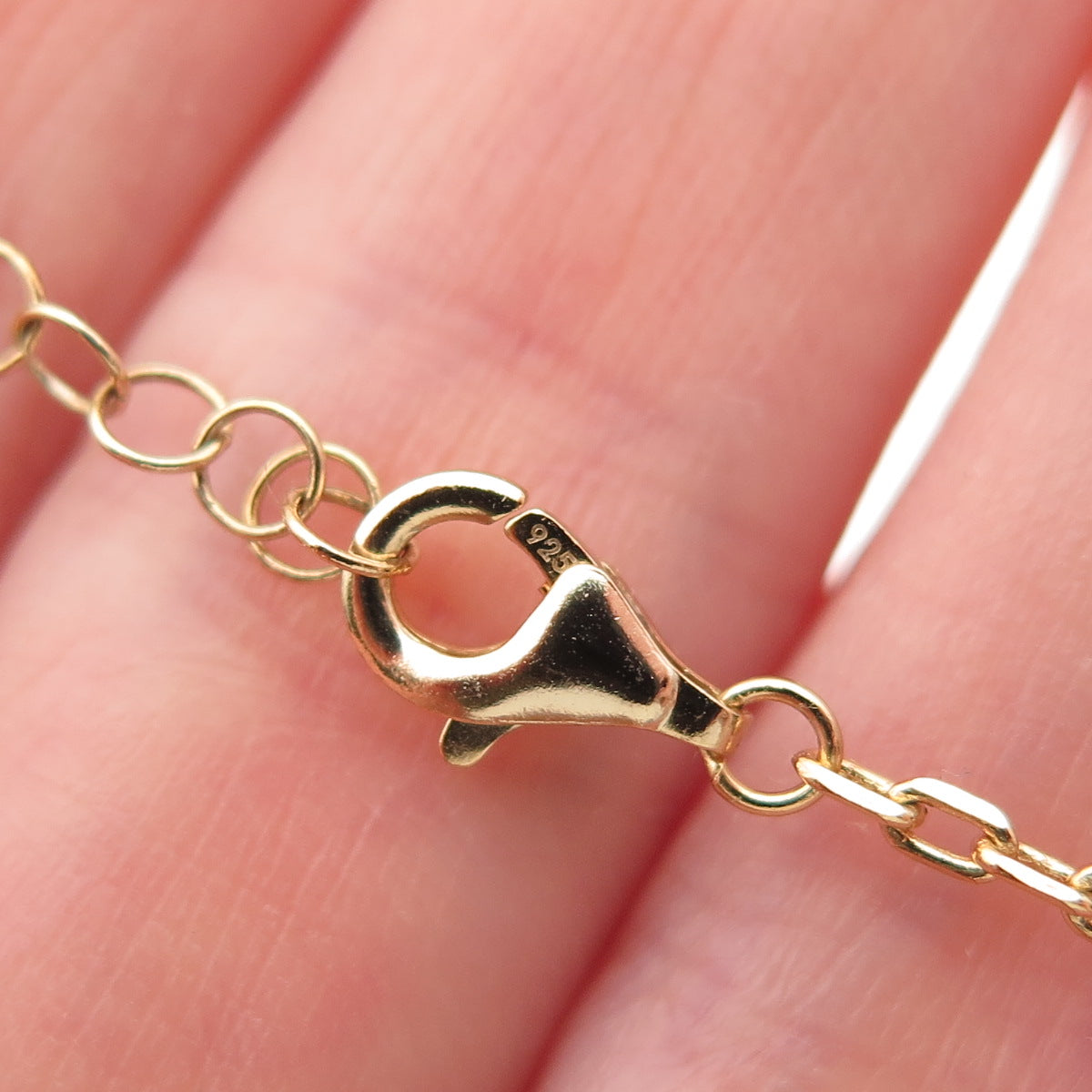 925 Sterling Silver Gold Plated Ball Beaded Cable Chain Lariat Necklace 20-22"