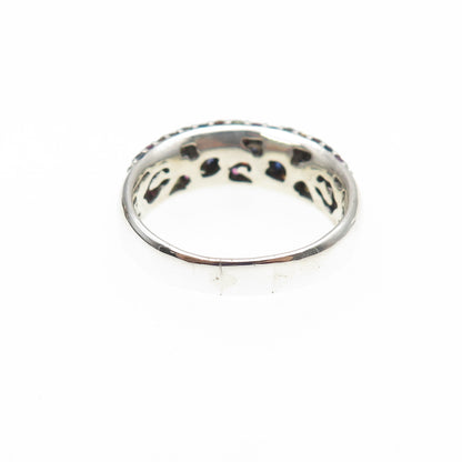 EFFY 925 Sterling Silver Real Round-Cut Multi-Color Sapphire Ring Size 9.25