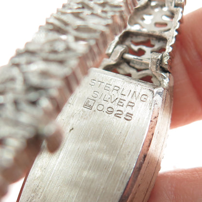925 Sterling Silver Vintage Animal Pattern Ladies Watch Case Bracelet 6.25"