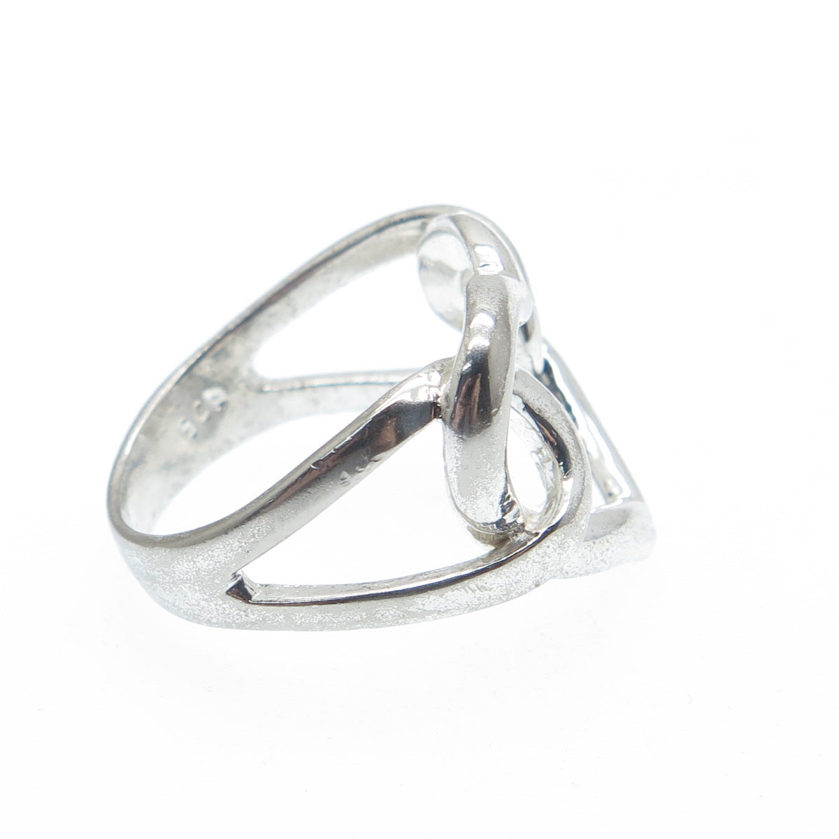 925 Sterling Silver Vintage Heart Love Knot Oxidized Ring Size 7.25