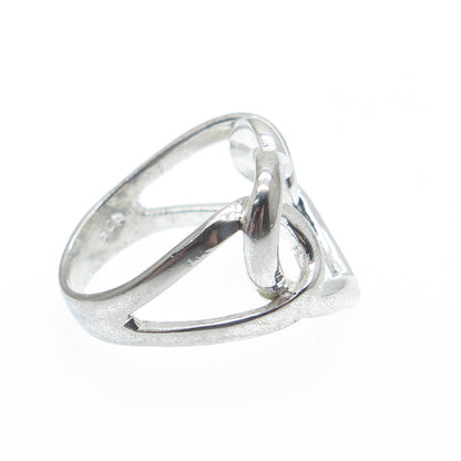 925 Sterling Silver Vintage Heart Love Knot Oxidized Ring Size 7.25