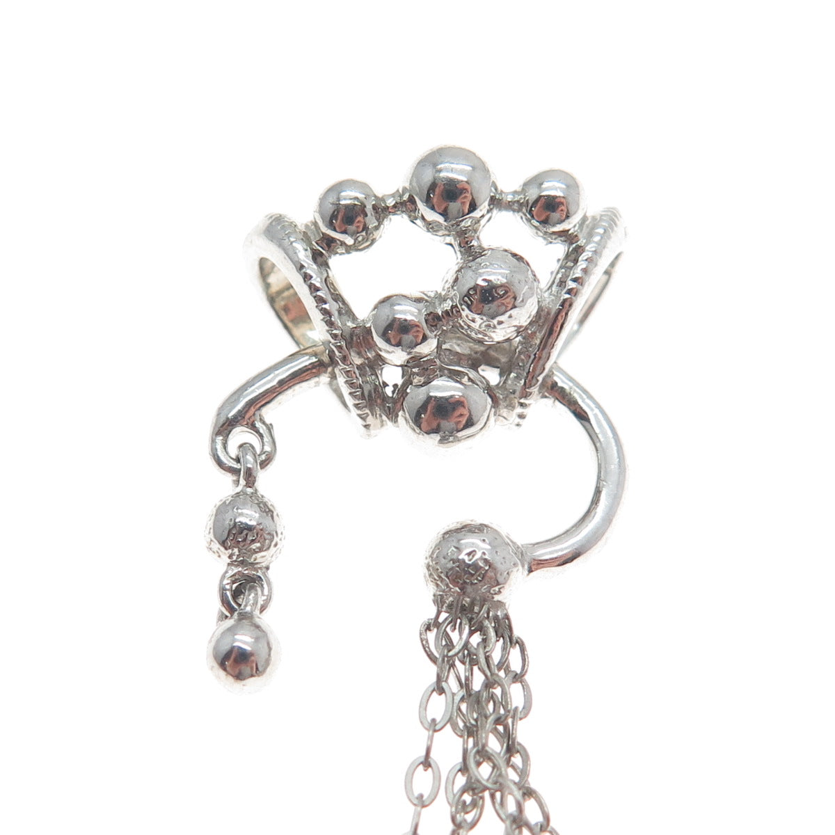 925 Sterling Silver Vintage Real Black Onyx Beads Tassel Dangle Pendant