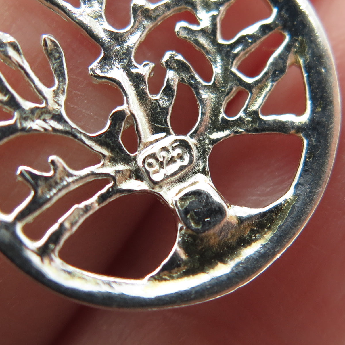 925 Sterling Silver Vintage Tree of Life Round Charm Pendant