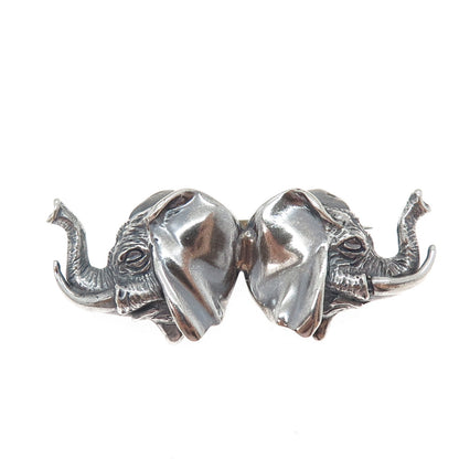 TED OTT 925 Sterling Silver Vintage Double Headed Elephant Oxidized Pin Brooch