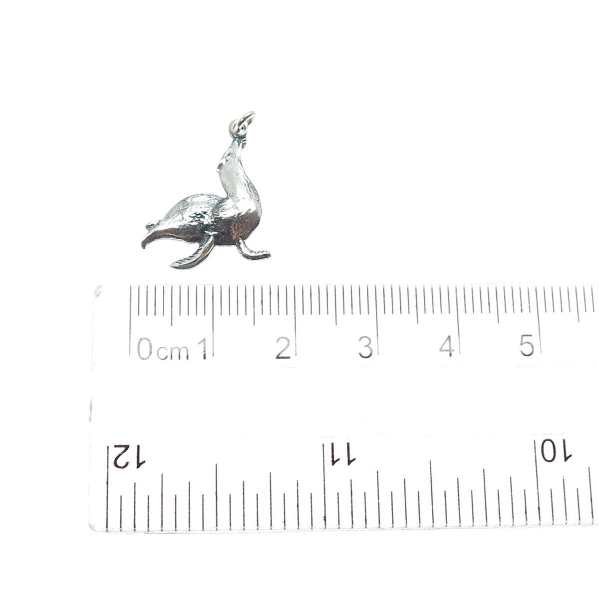 925 Sterling Silver Vintage Seal Oxidized Mini Charm Pendant