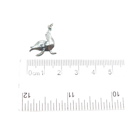 925 Sterling Silver Vintage Seal Oxidized Mini Charm Pendant