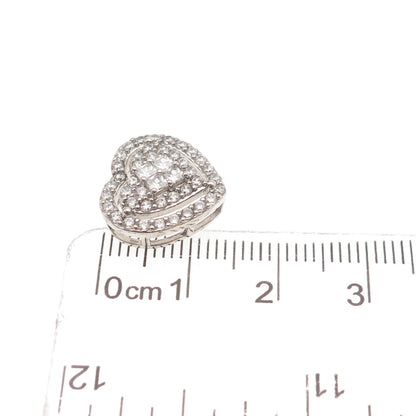 DEE BERKLE 925 Sterling Silver Round & Princess-Cut C Z Heart Mini Slide Pendant